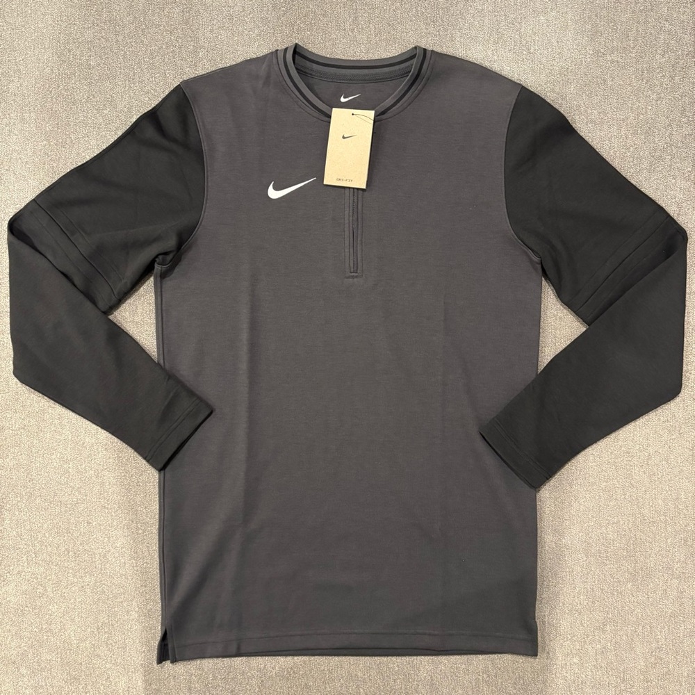Nike Men's Small Dri-FIT 1/4 Zip Pullover Top Grey Black NWT FJ9549-060